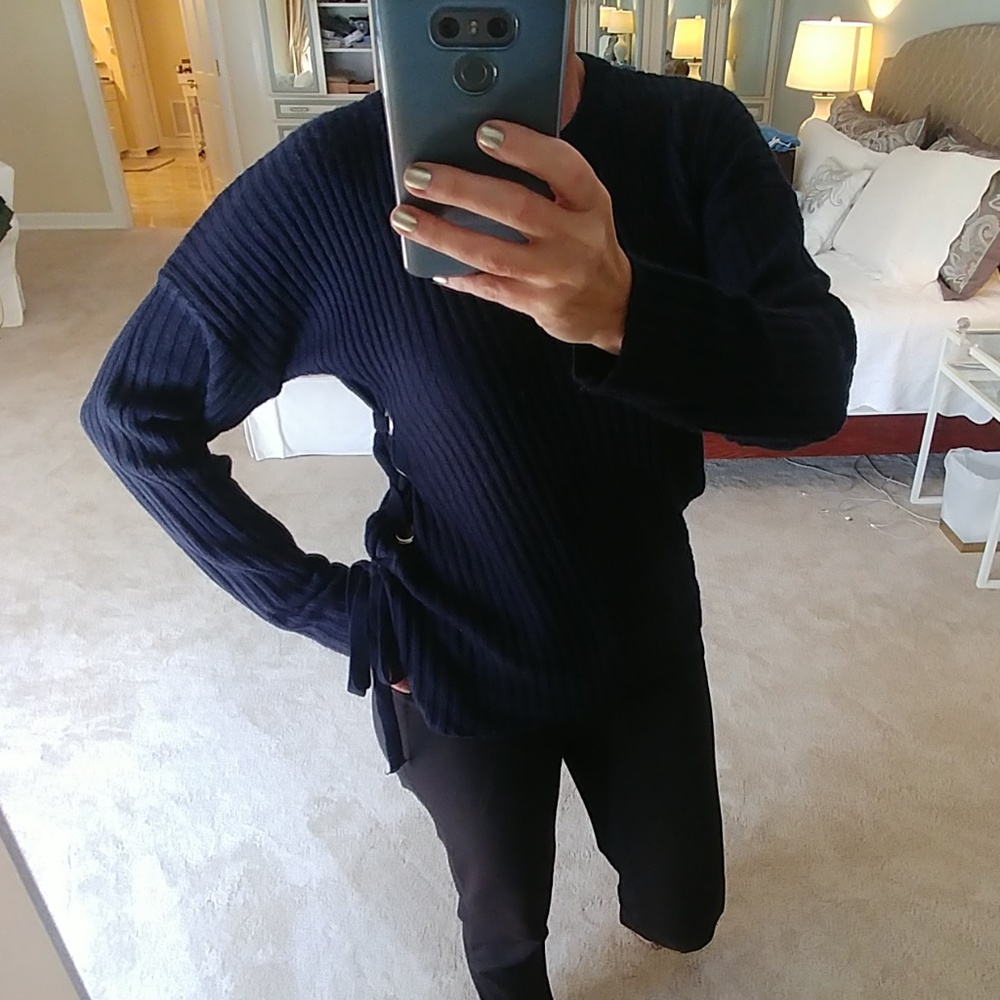 Navy ribbed Sweater - Picture 3 of 4